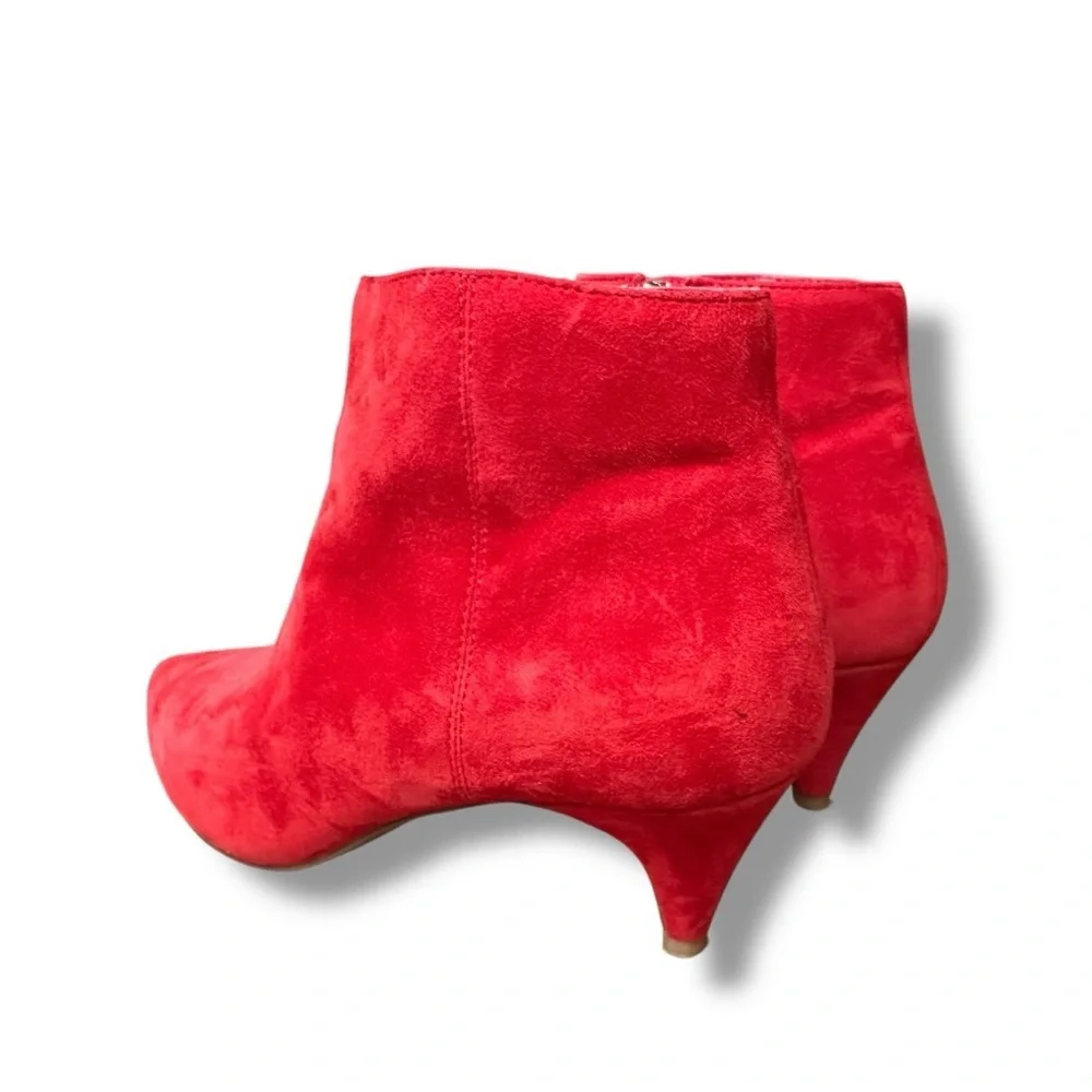 Steve Madden Kasey Red Suede Leather Kitten Heel Ankle Booties | Size 8.5